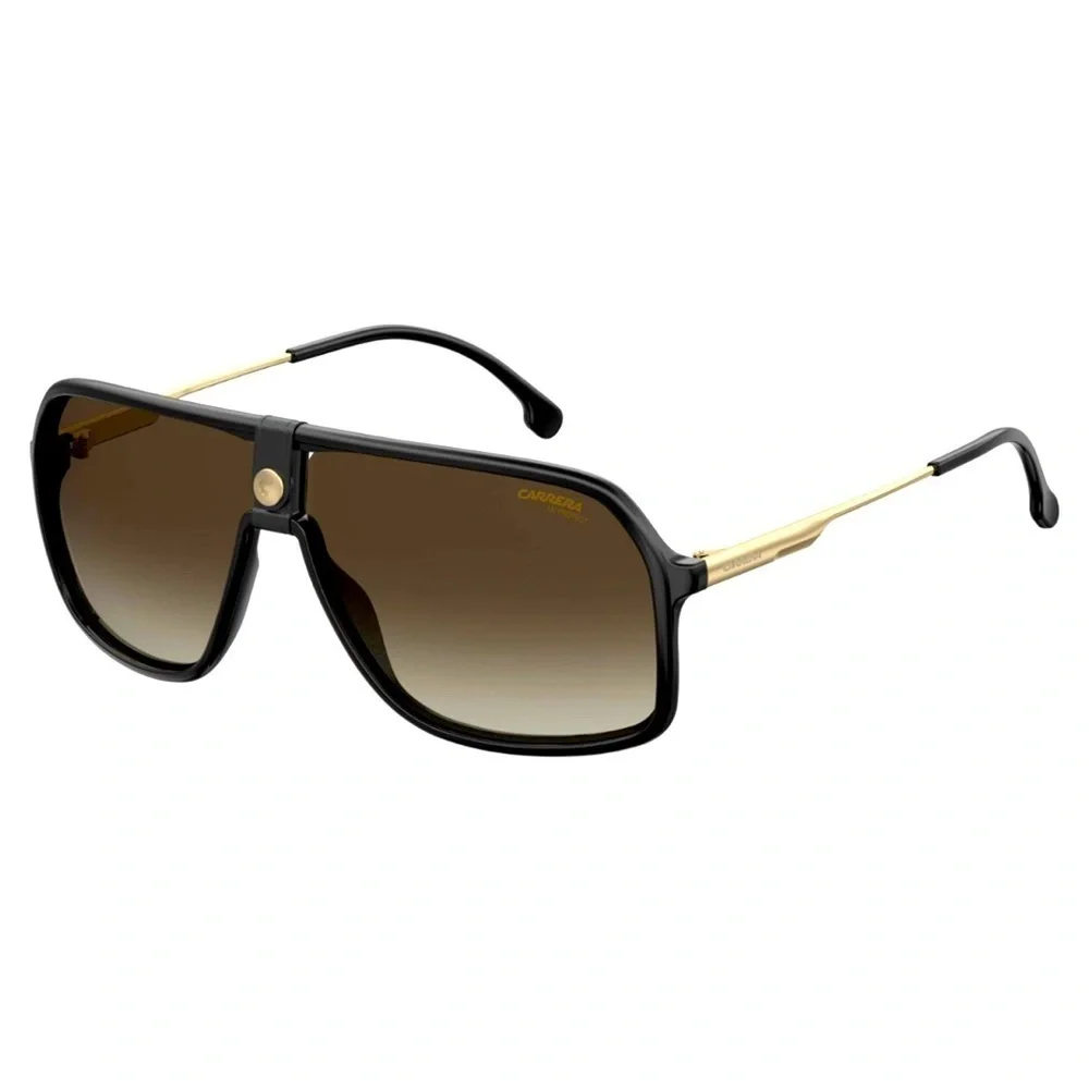 Carrera 1019/S Aviator Sunglasses Black Gold Gradient Lenses EUC